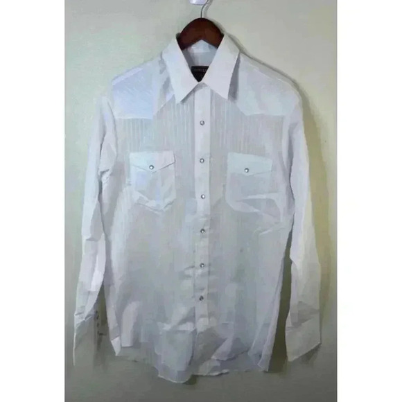 Rustler White Long Sleeve Pearl Snap X-Long Tails Men's Size XL - Picture 1 of 7